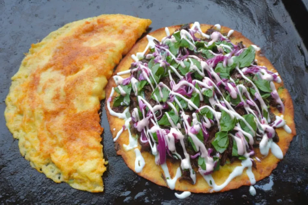 Steak quesadilla with crispy tortilla, melted cheese, and tender beef slices